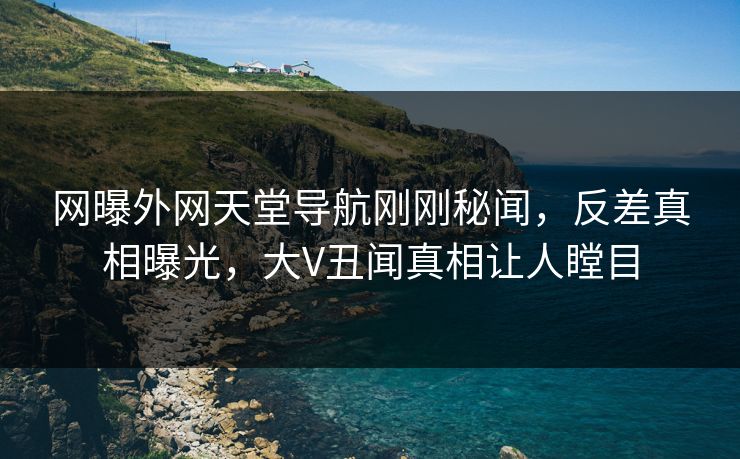 网曝外网天堂导航刚刚秘闻，反差真相曝光，大V丑闻真相让人瞠目