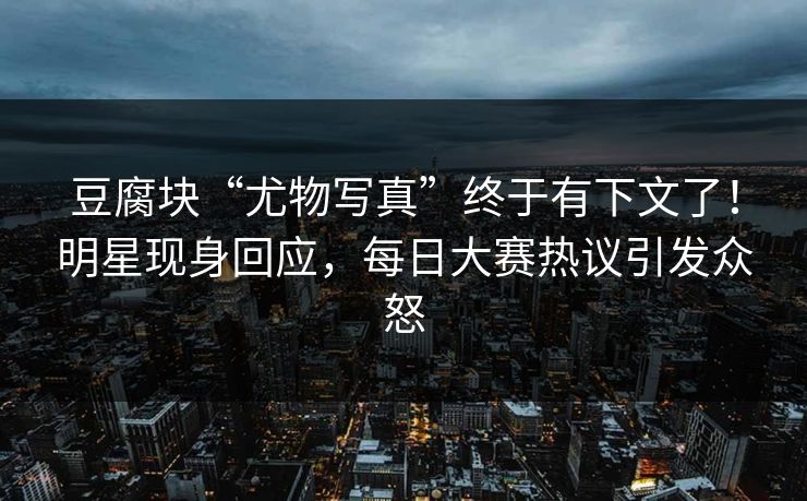 豆腐块“尤物写真”终于有下文了！明星现身回应，每日大赛热议引发众怒