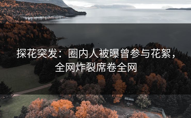 探花突发：圈内人被曝曾参与花絮，全网炸裂席卷全网