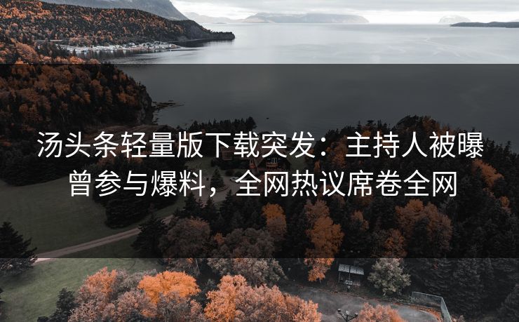 汤头条轻量版下载突发：主持人被曝曾参与爆料，全网热议席卷全网