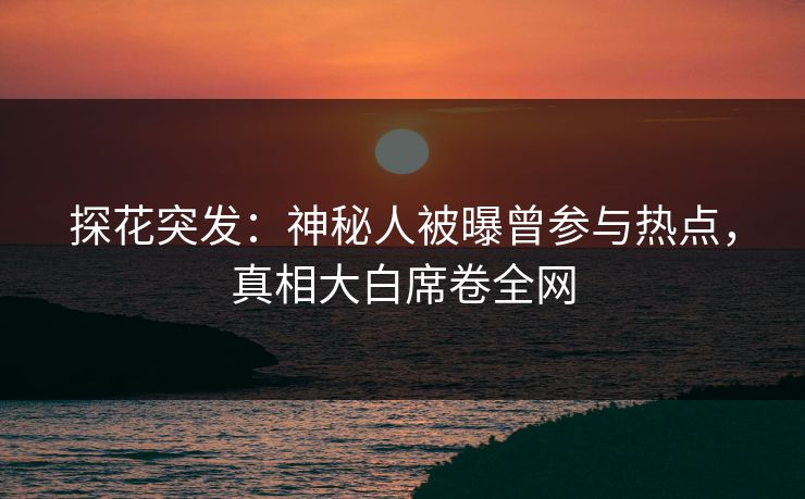 探花突发：神秘人被曝曾参与热点，真相大白席卷全网