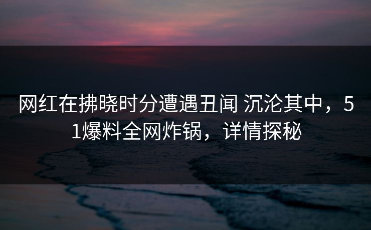 网红在拂晓时分遭遇丑闻 沉沦其中,51爆料全网炸锅,详情探秘 网红在拂晓时分遭遇丑闻 沉沦其中,51爆料全网炸锅,详情探秘