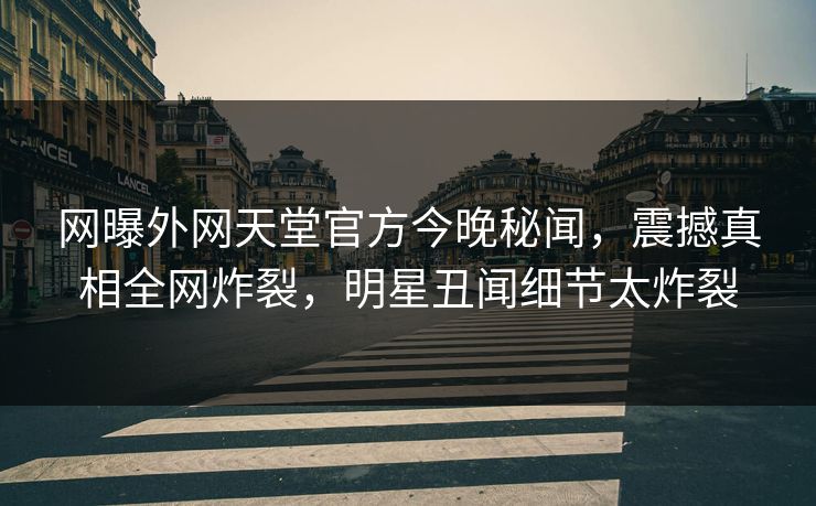 网曝外网天堂官方今晚秘闻，震撼真相全网炸裂，明星丑闻细节太炸裂