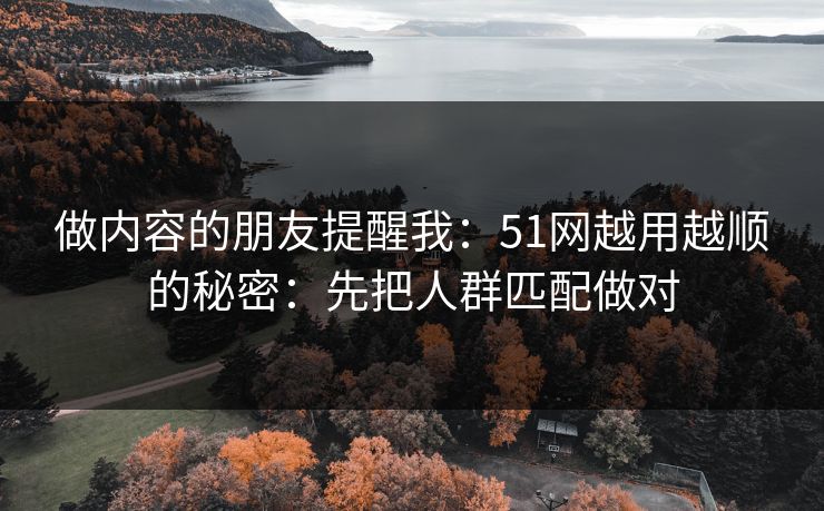 做内容的朋友提醒我：51网越用越顺的秘密：先把人群匹配做对